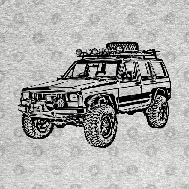 Cherokee XJ Adventure Sketch Art by DemangDesign